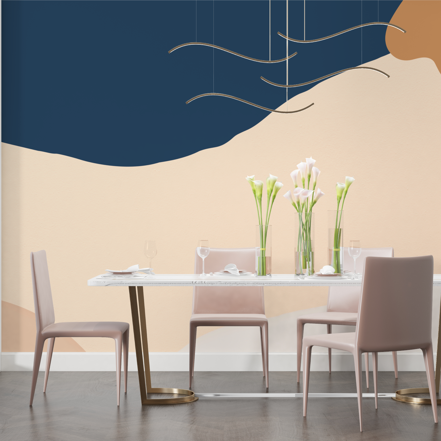 Blue and Terracotta Wallpaper | Murals Wallpaper