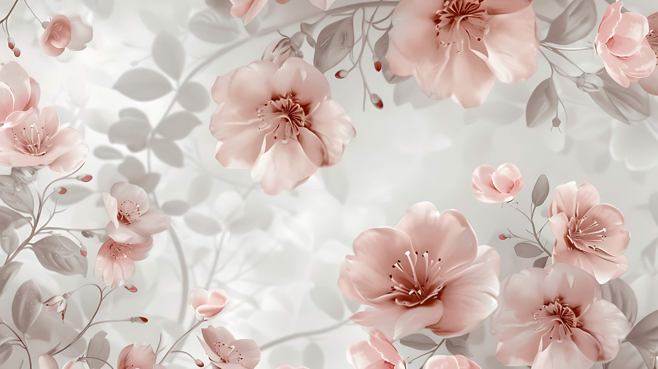 Vintage Pink and Gray Floral Wallpaper | Murals Wallpaper