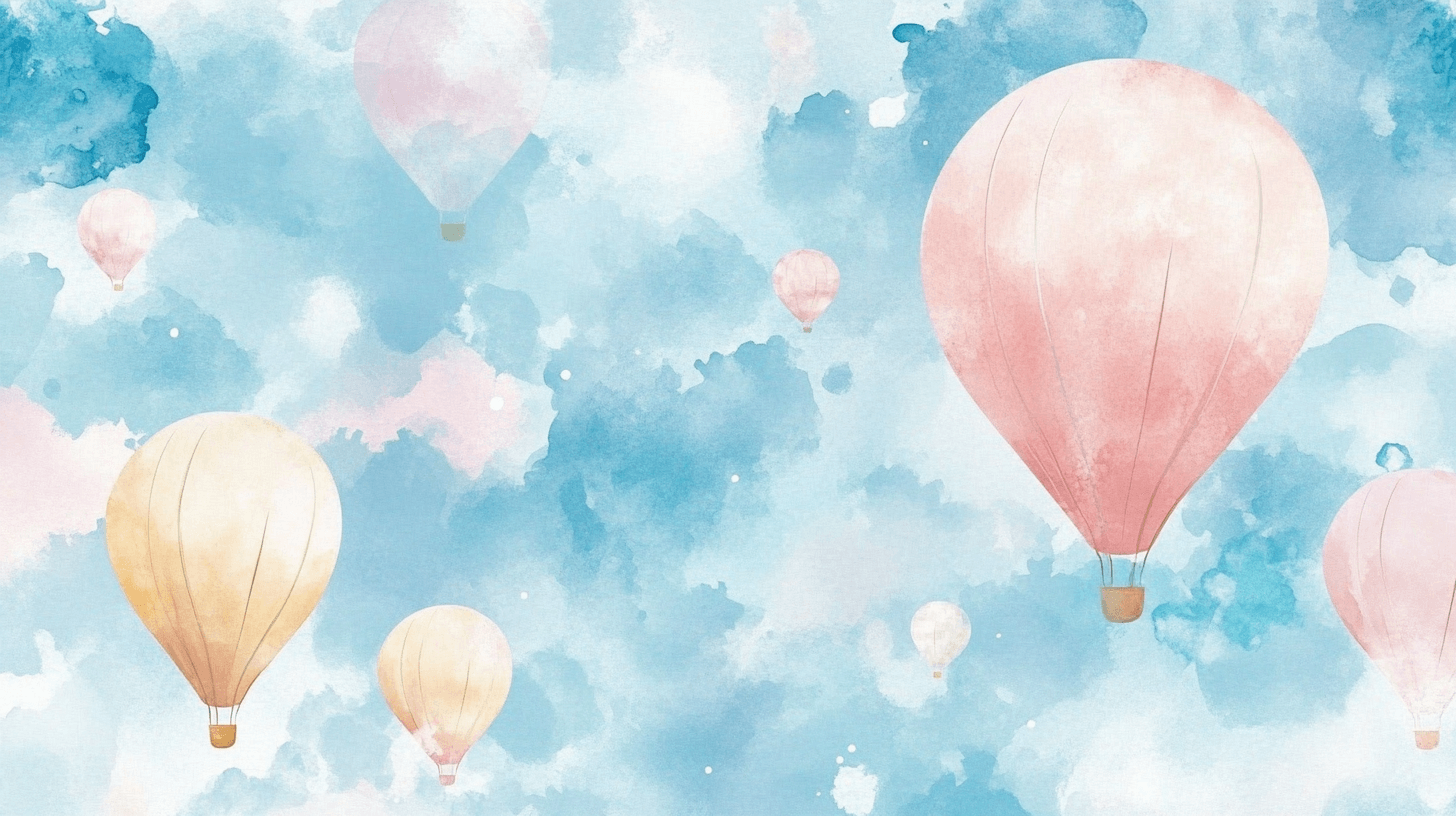 Hot Air Balloon and Watercolor Sky Wallpaper | Murals Wallpaper