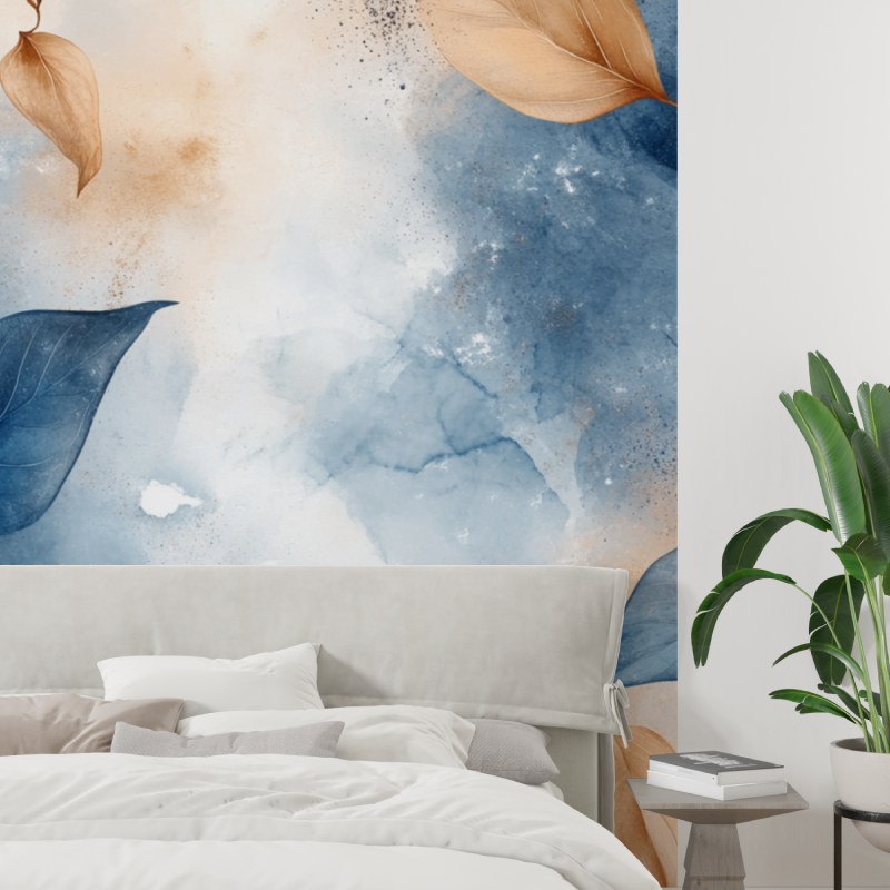 Watercolor Wallpaper Digital Illustration of Leaves | Murals Wallpaper