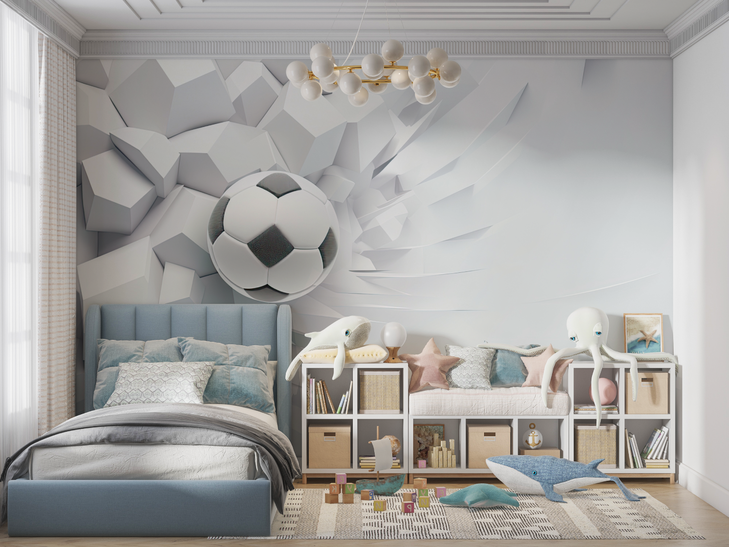 3D White Soccer Wallpaper | Murals Wallpaper