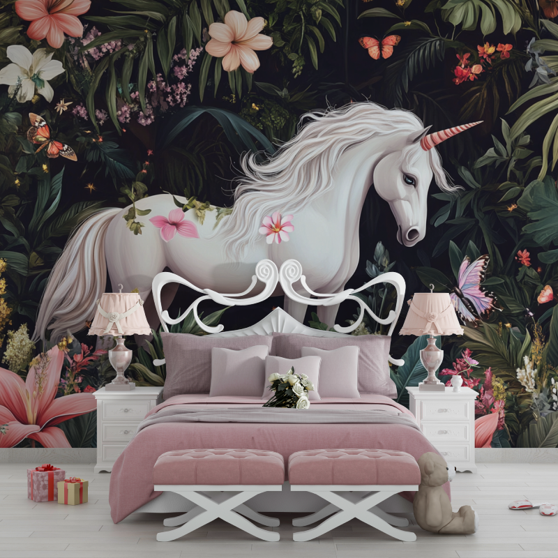 Princess Tropical Garden Unicorn Wallpaper | Murals Wallpaper