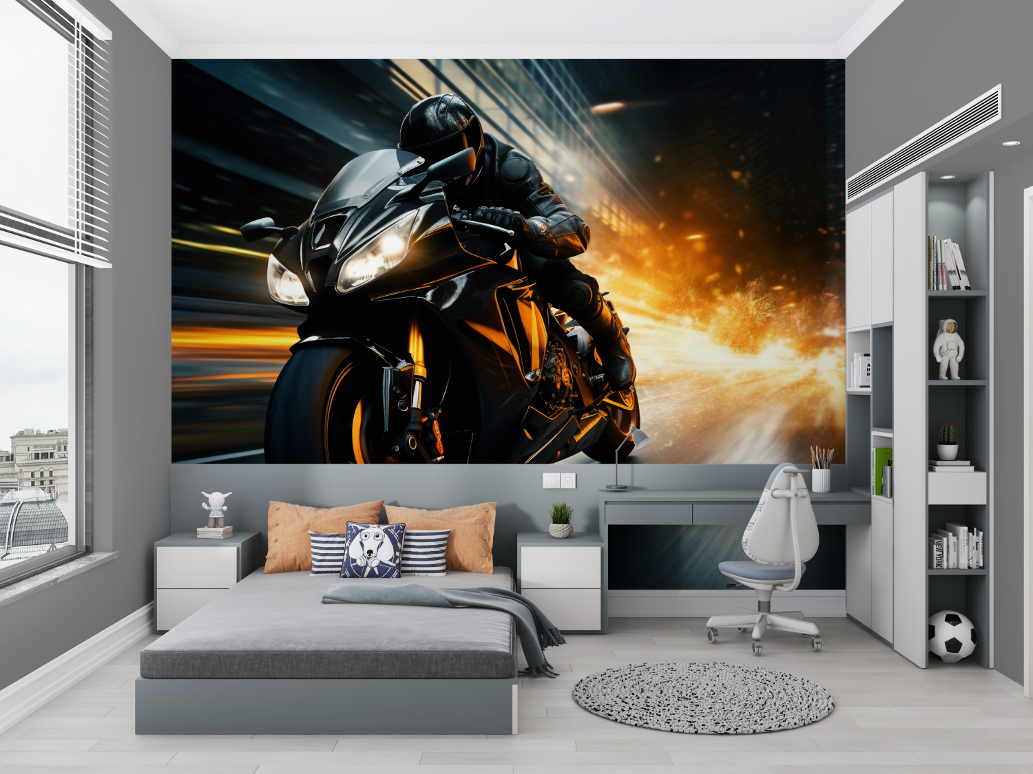 Racing Motorcycle Wallpaper Night | Murals Wallpaper