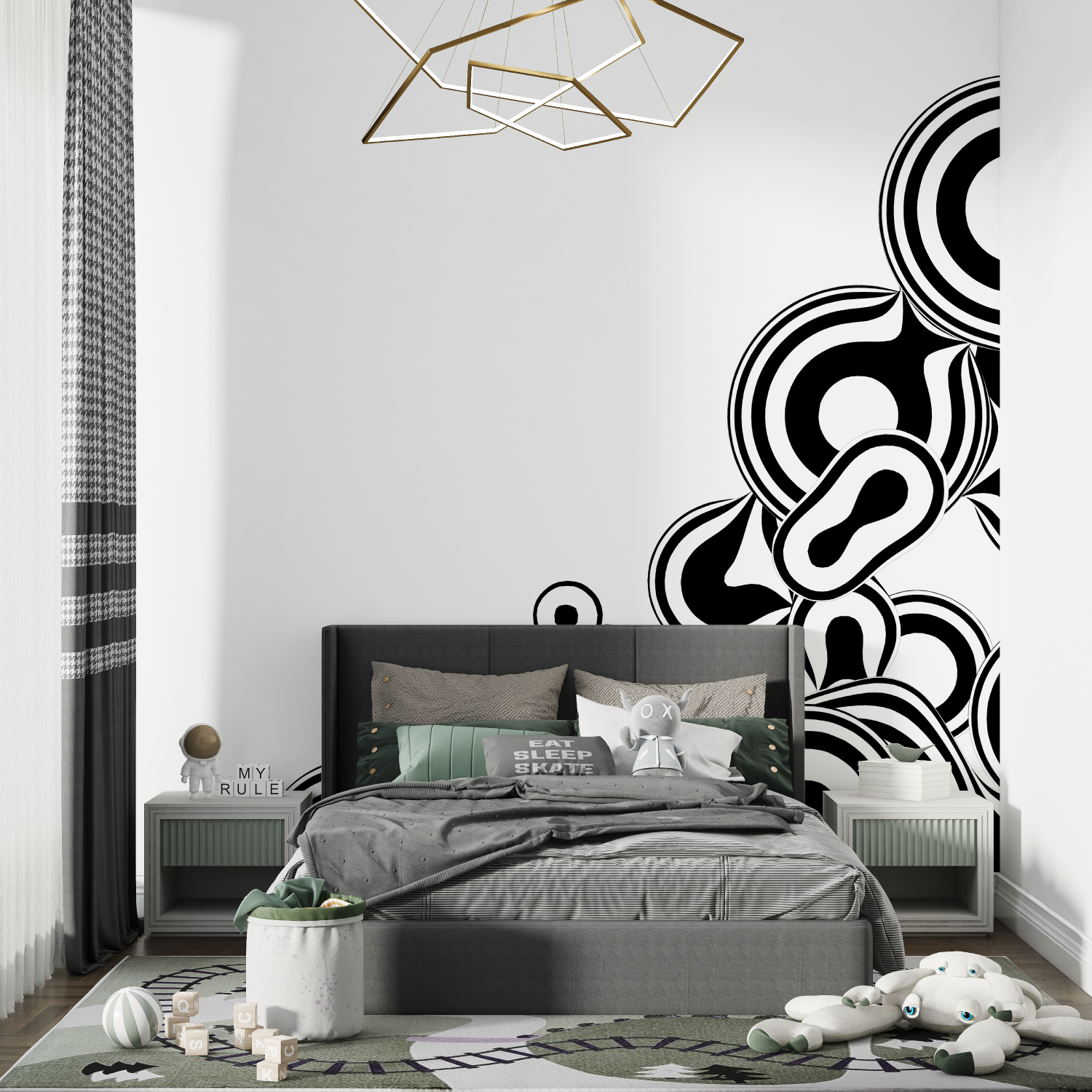 Minimalistische Schwarz-Weiß-Tapete für Teenager | Wandbilder