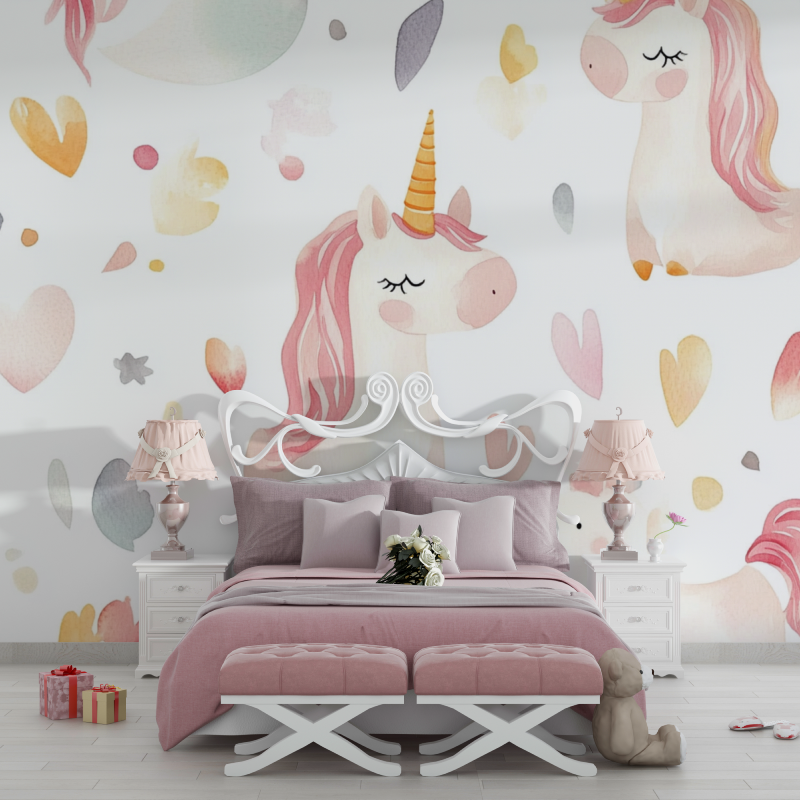 Trendy Cute Baby Unicorn Wallpaper | Murals Wallpaper