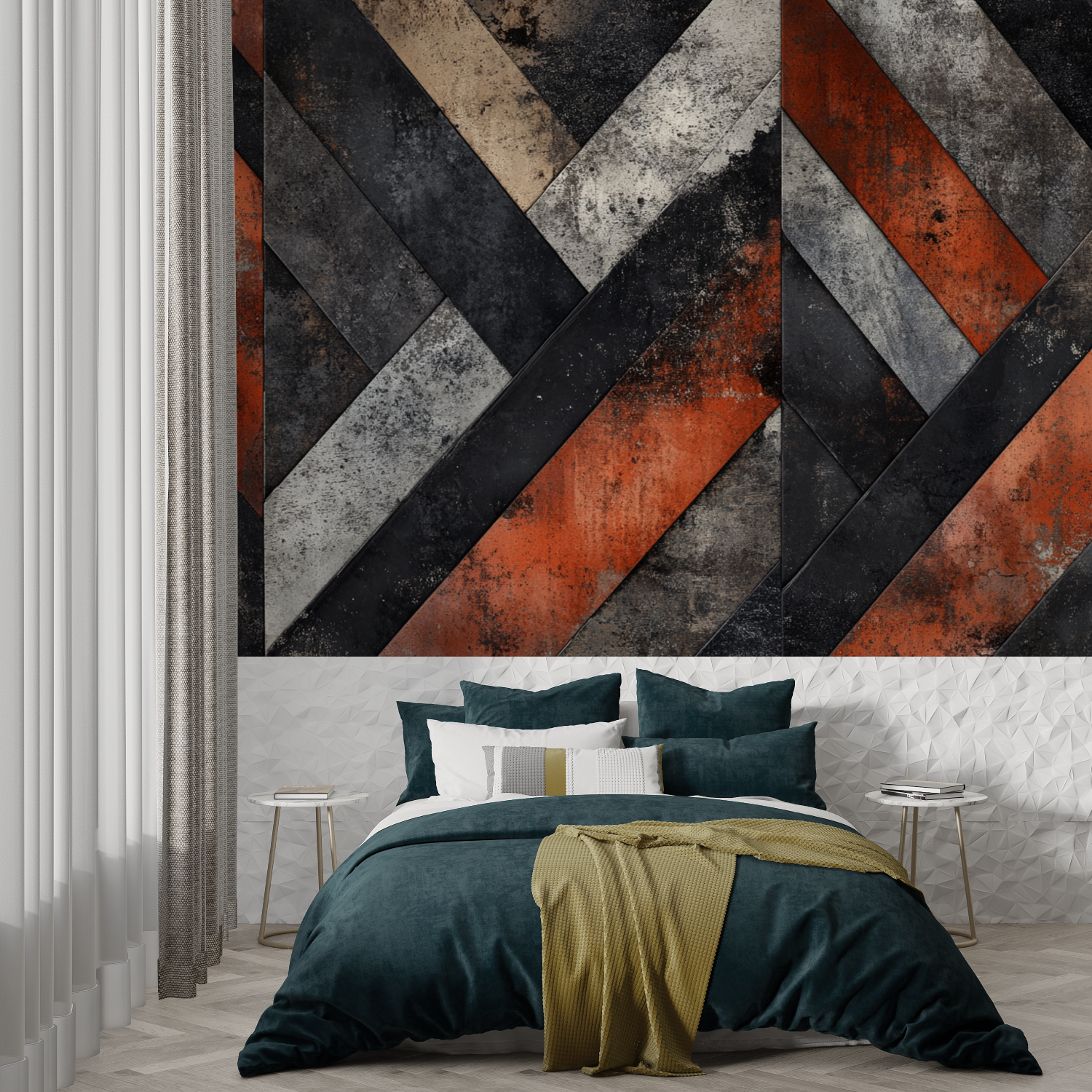 Terracotta and Charcoal Gray Wallpaper | Murals Wallpaper