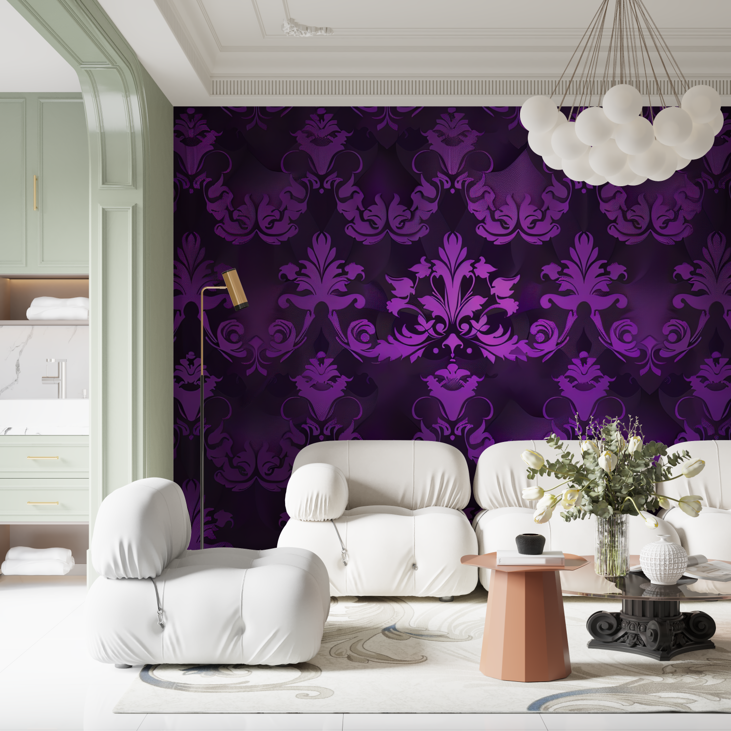 Baroque Purple Black Wallpaper | Murals Wallpaper