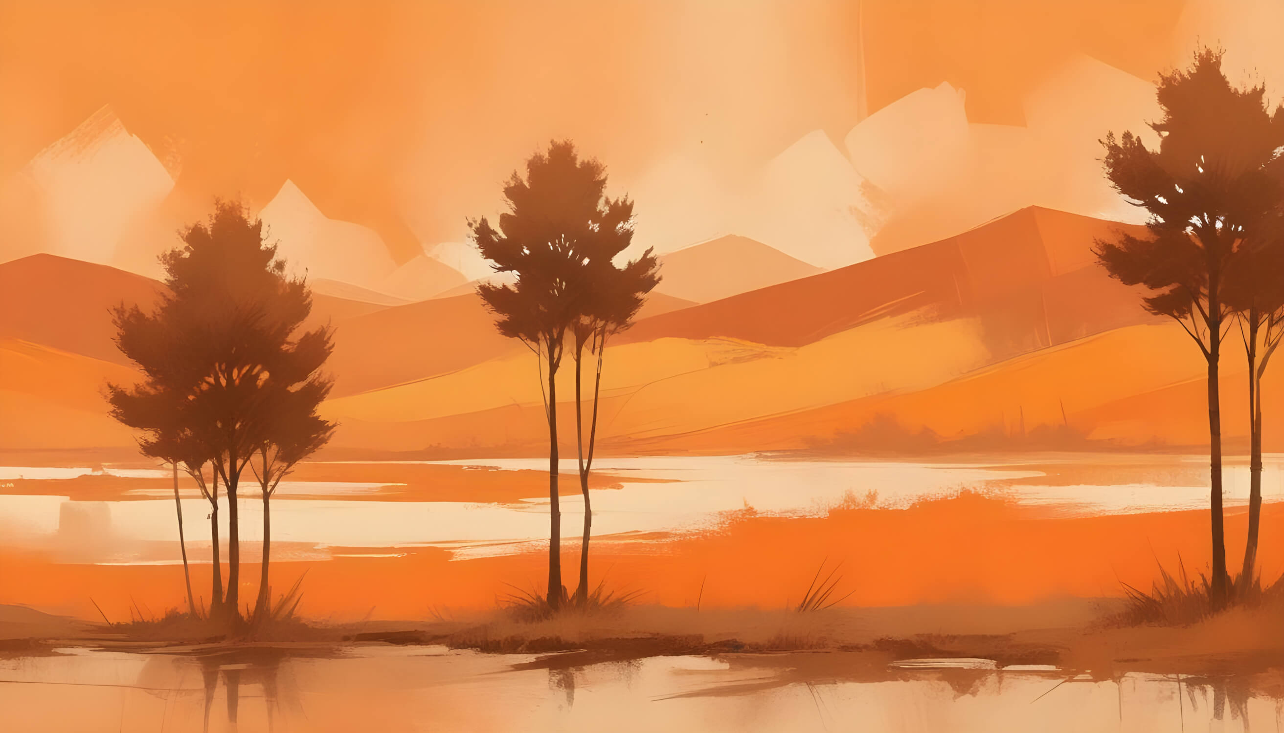 Orange Panoramic Wallpaper | Murals Wallpaper