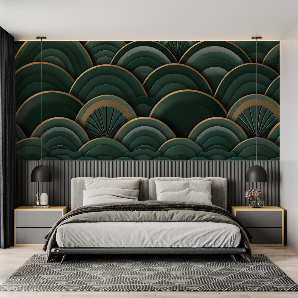 3D Green Japanese Wallpaper | Murals Wallpaper