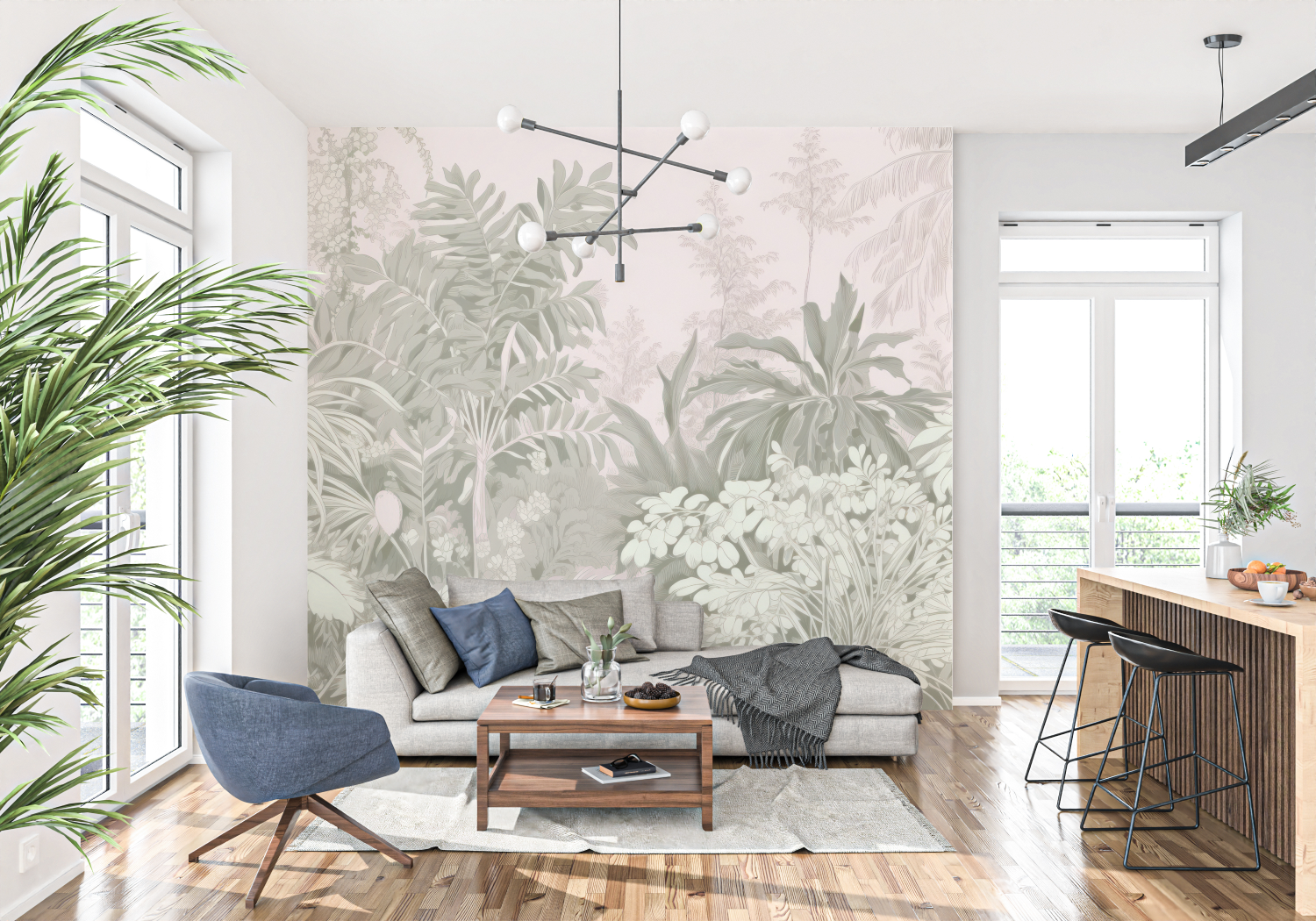 Jungle Pink Toile Wallpaper | Murals Wallpaper