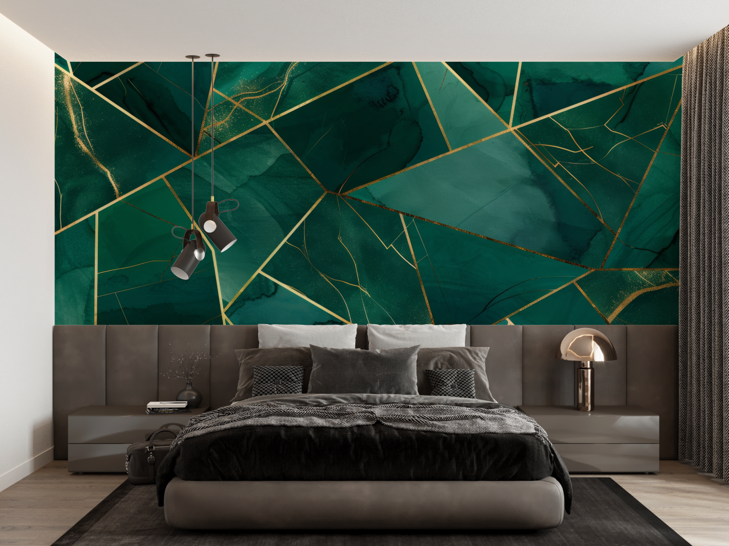 Smaragdgrün und Gold Tapete | Wandbilder Tapete