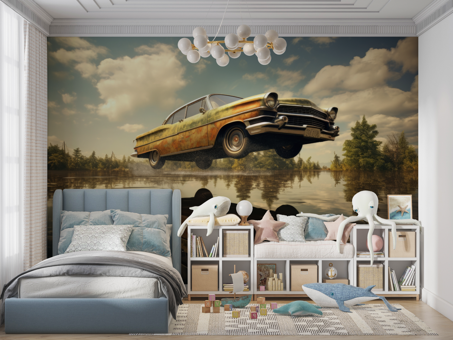 Vintage Floating Car Wallpaper | Murals Wallpaper