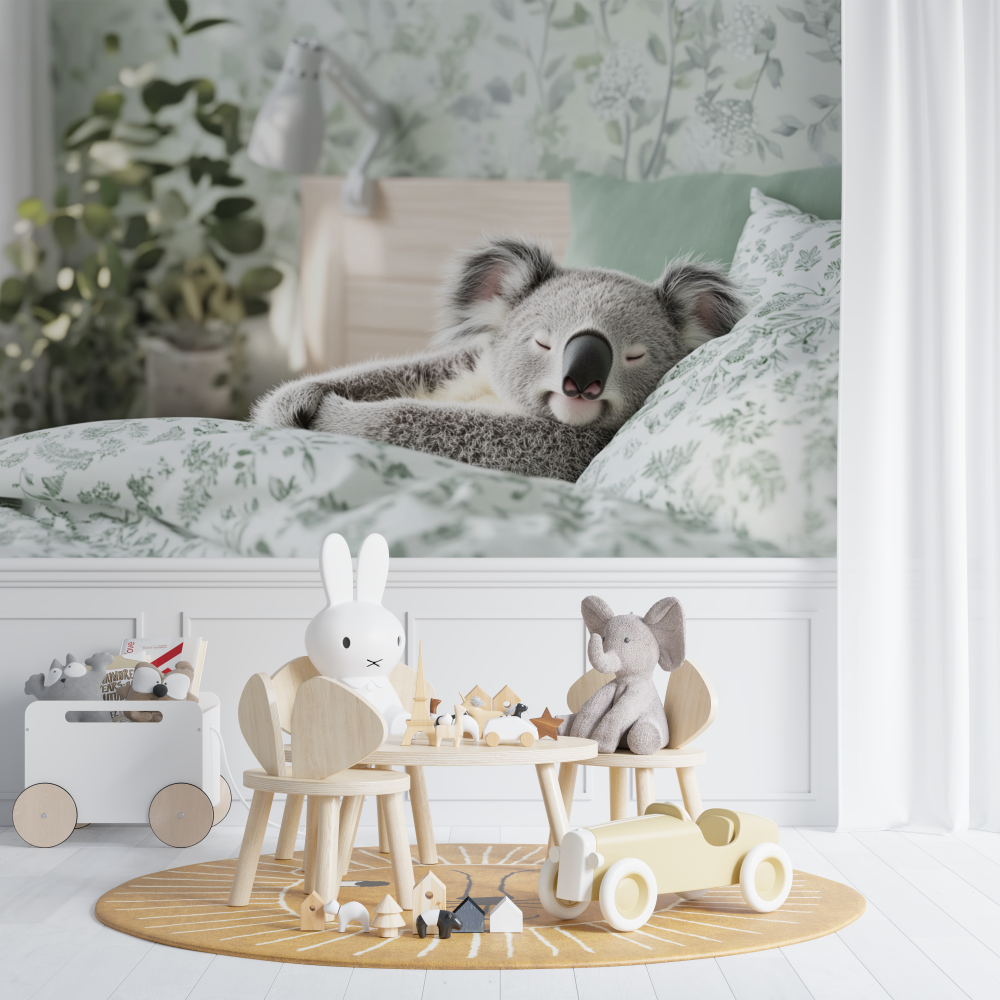 Hintergrundbild: Schlafender Koala auf einem Kissen | Wandbild