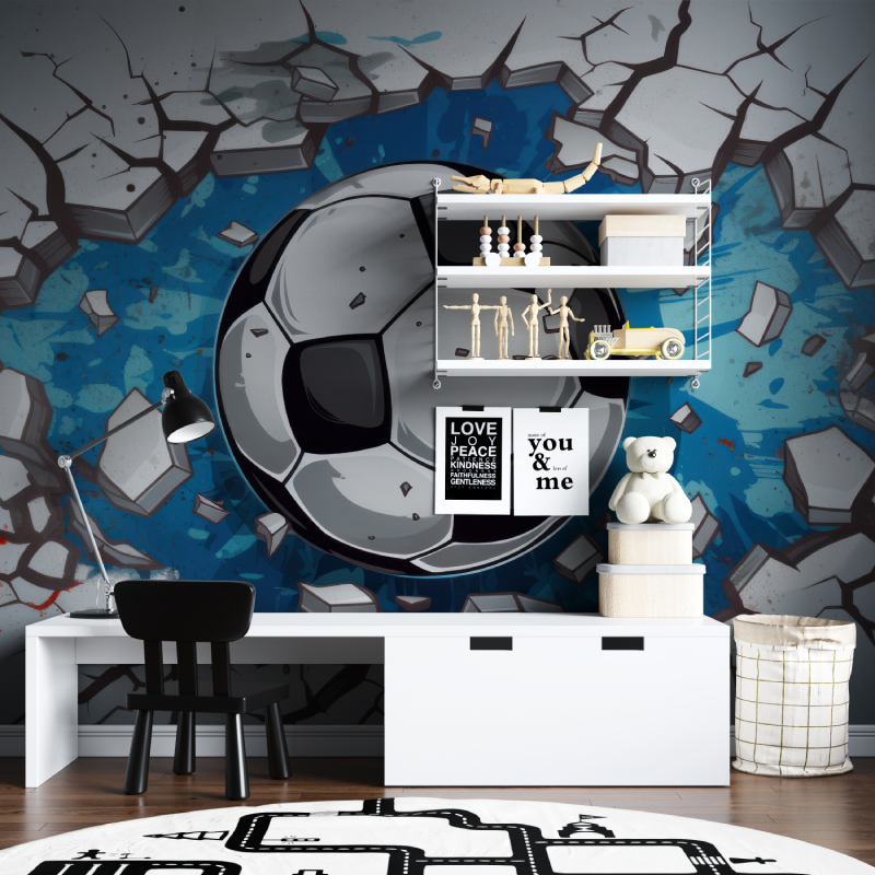 3D Soccer Trompe L'Oeil Wallpaper | Murals Wallpaper