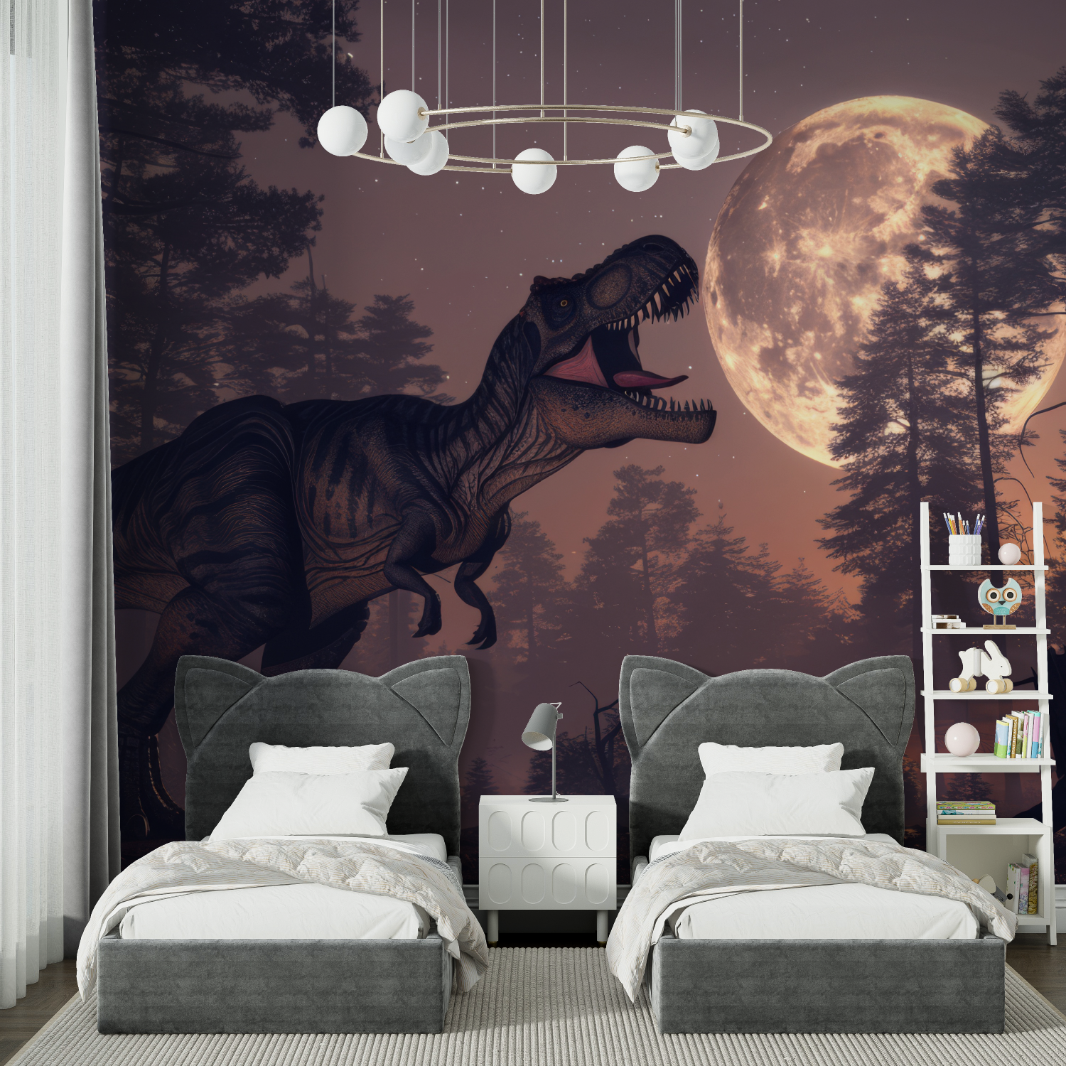 T-Rex Full Moon Wallpaper | Murals Wallpaper