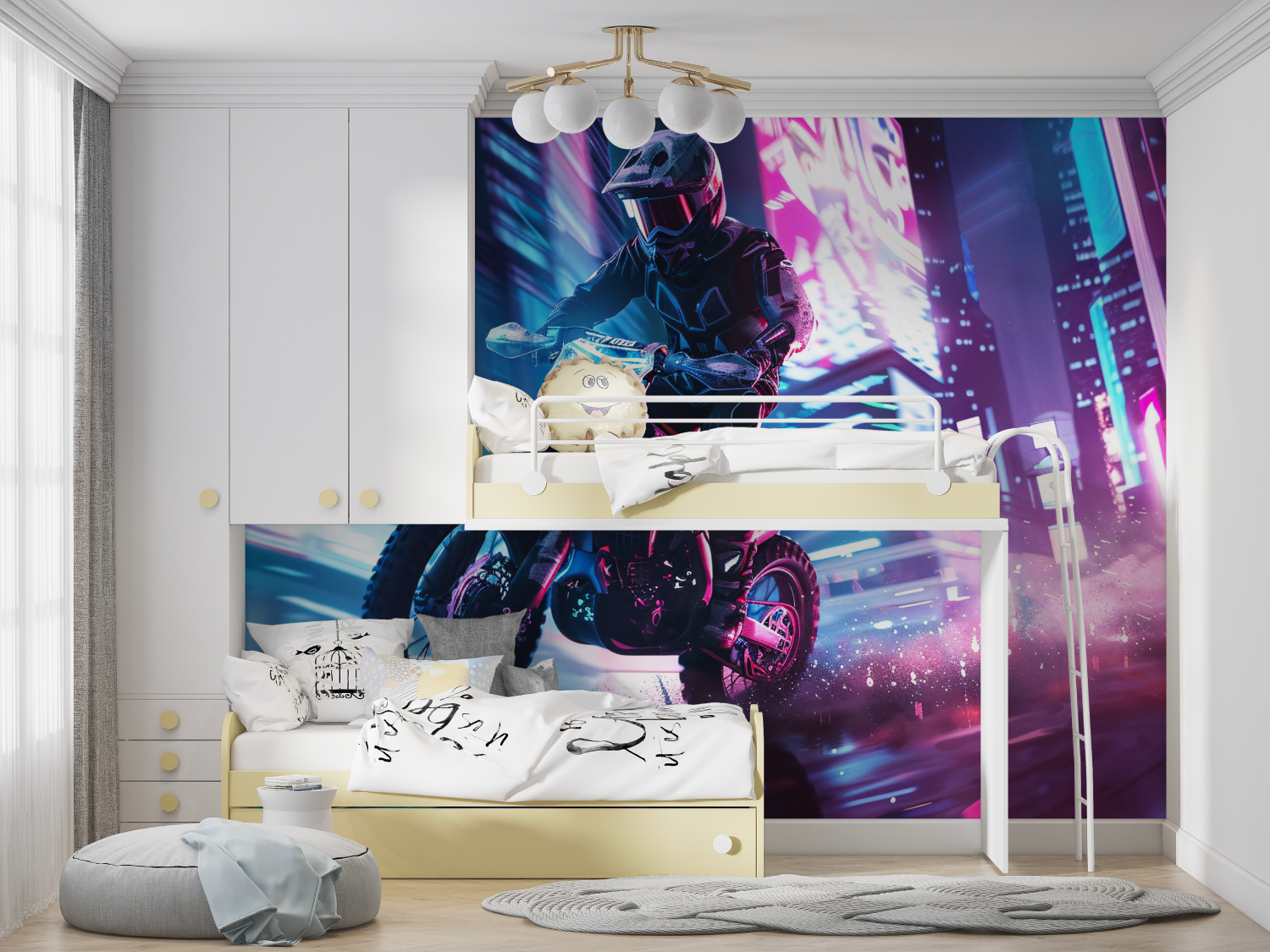 Motocross-LED-Tapete | Wandbilder