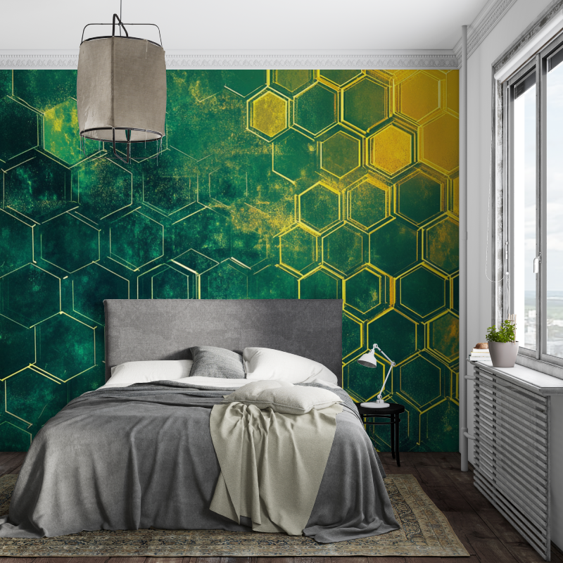 Neon Green Hexagon Wallpaper for Kids | Murals Wallpaper