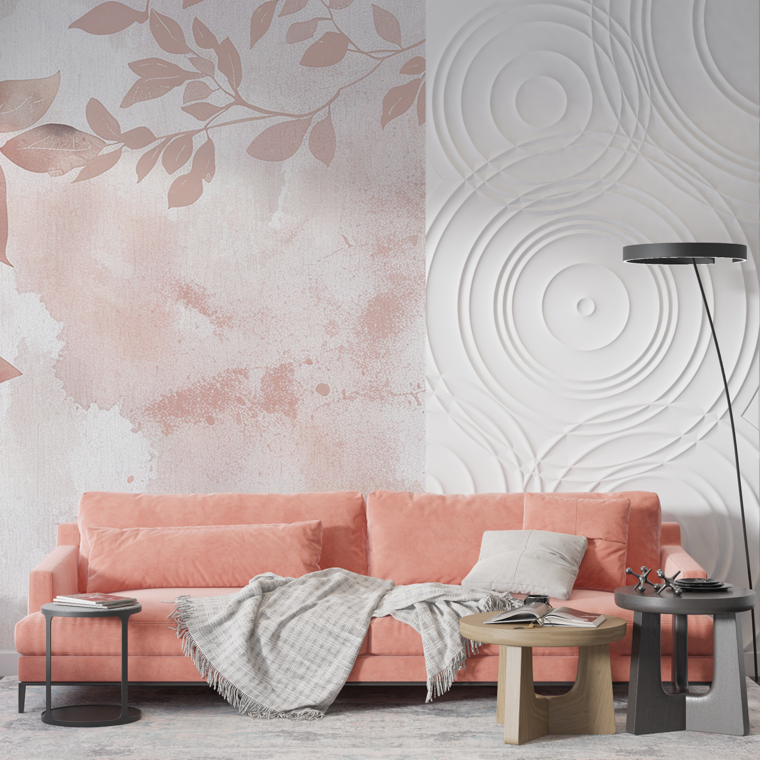 Powder Pink and Gray Wallpaper | Murals Wallpaper