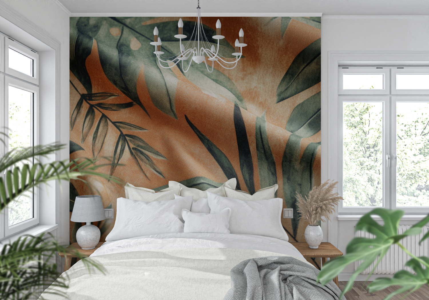 Terracotta and Sage Green Wallpaper | Murals Wallpaper