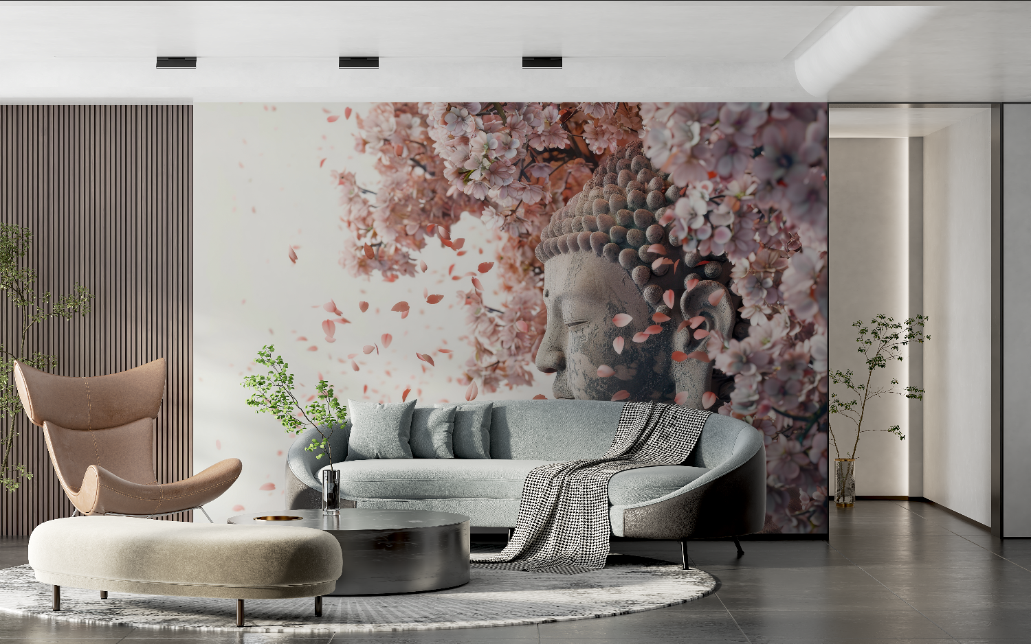 Buddha Floral Wallpaper | Murals Wallpaper