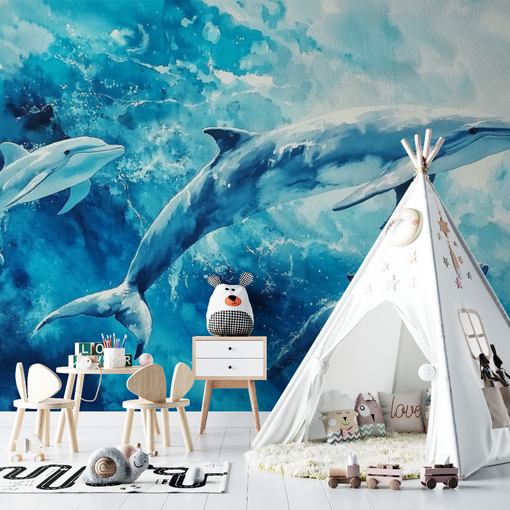 Whale and Dolphin Wallpaper | Murals Wallpaper