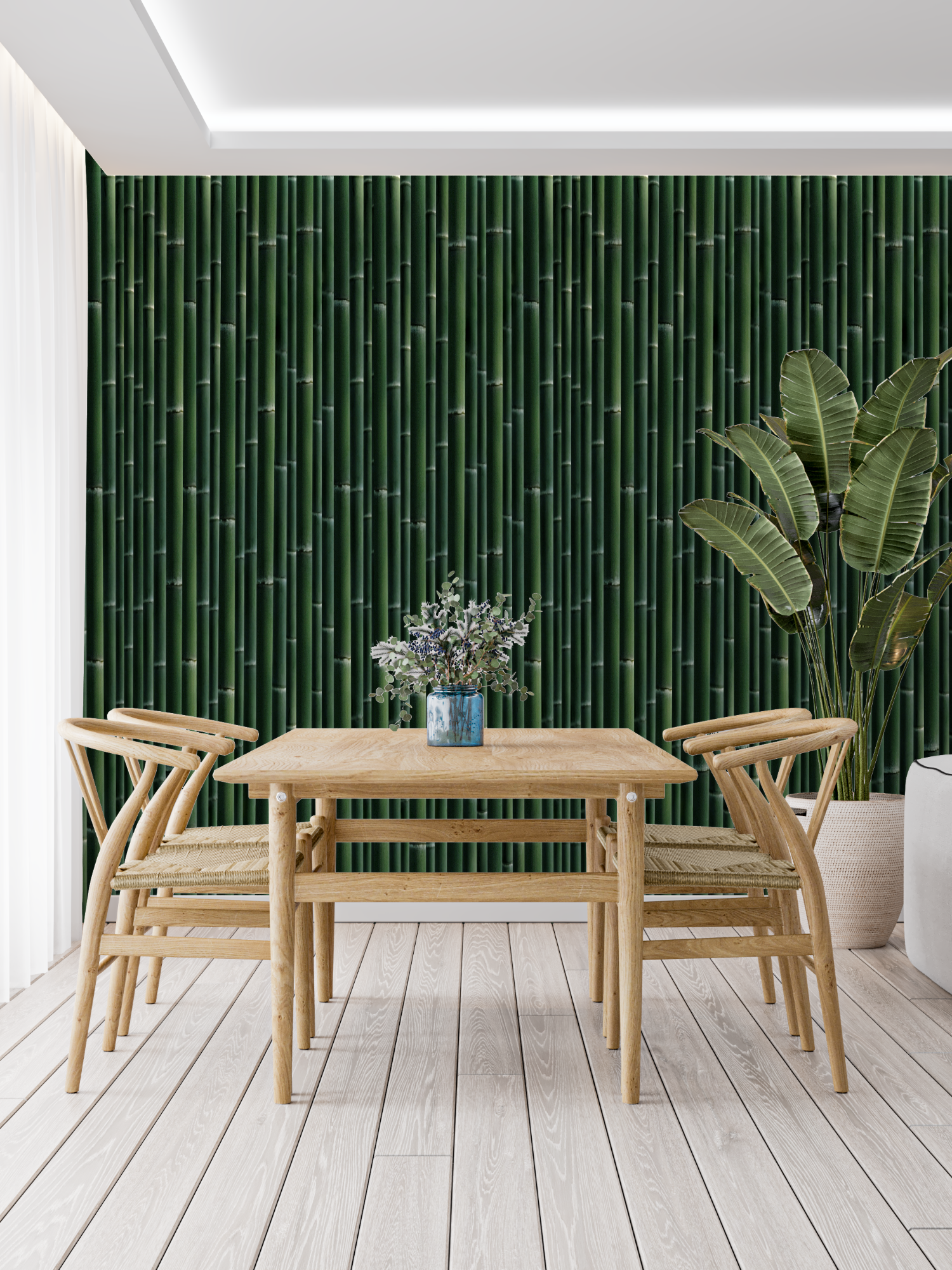 Dark Green Bamboo Look Wallpaper | Murals Wallpaper