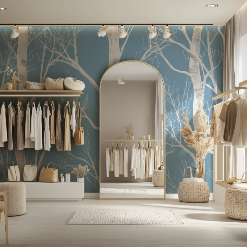 Weiße Baumtapete | Wandbildtapete