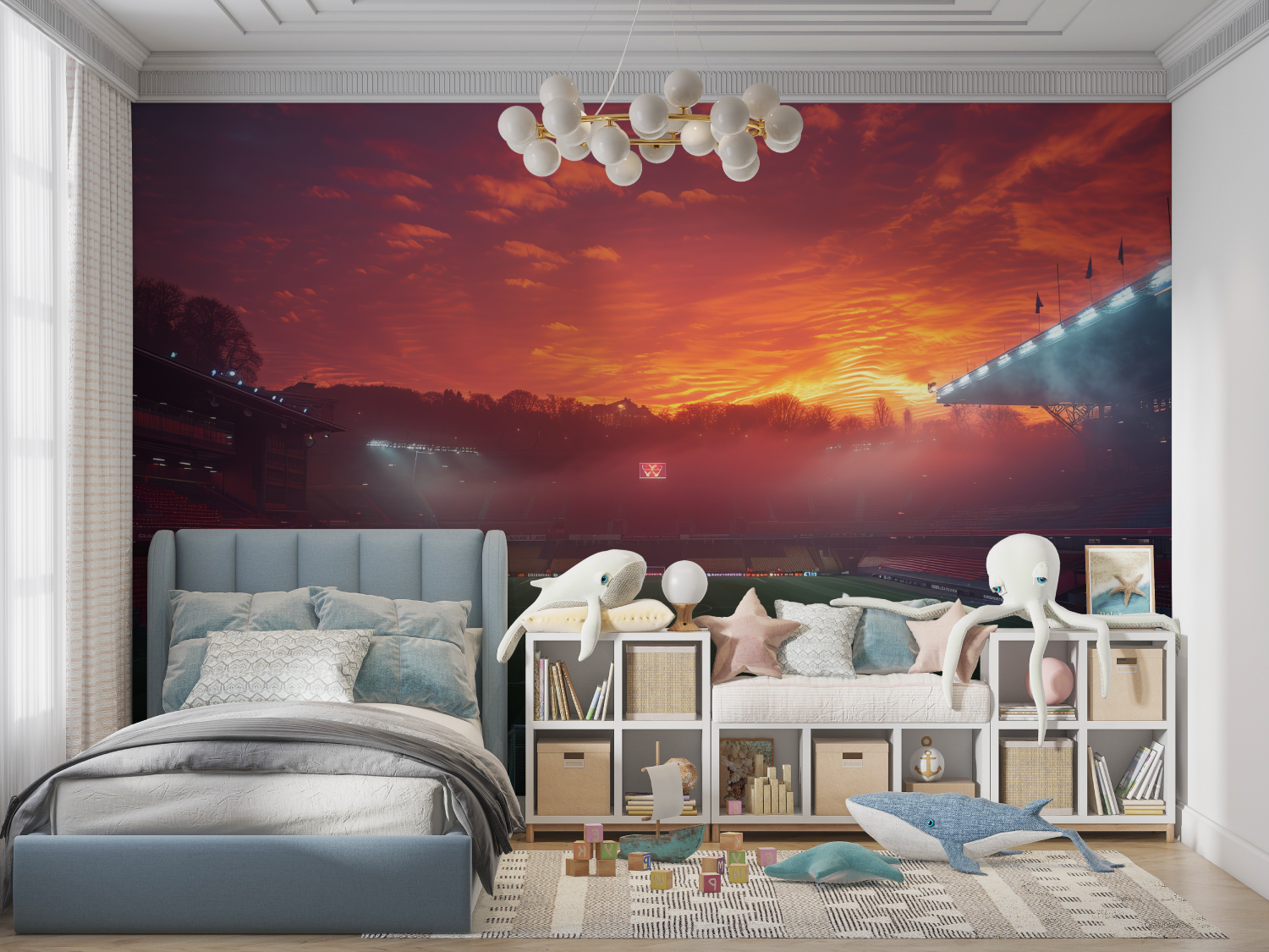 Sunset Soccer Stadium Wallpaper | Murals Wallpaper