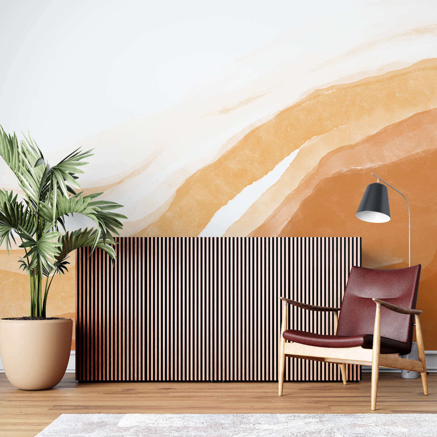 Watercolor Art Orange Wallpaper | Murals Wallpaper