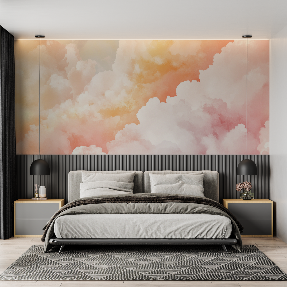 Watercolor Cloudy Sky Wallpaper at Dusk | Murals Wallpaper