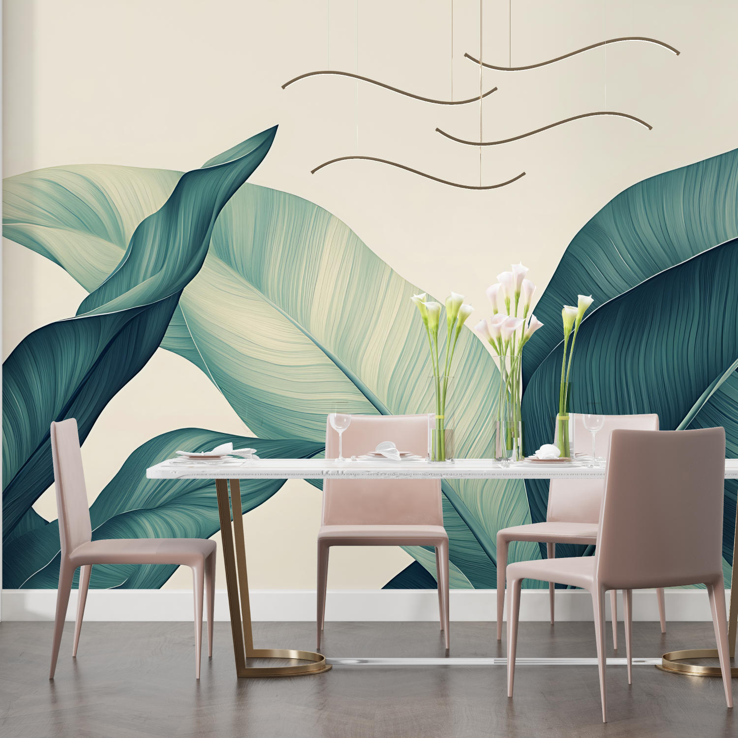 Papier Peint Bleu Canard Blanc - Tete de Lit