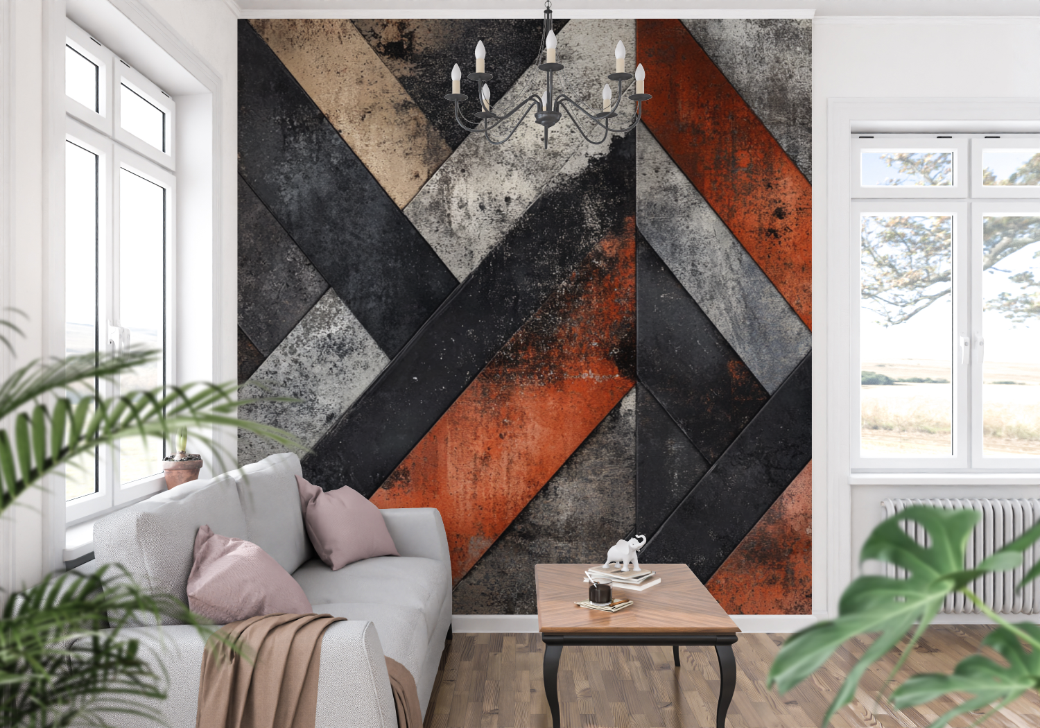 Papel de parede Terracotta e Charcoal Gray | Murals Papel de parede