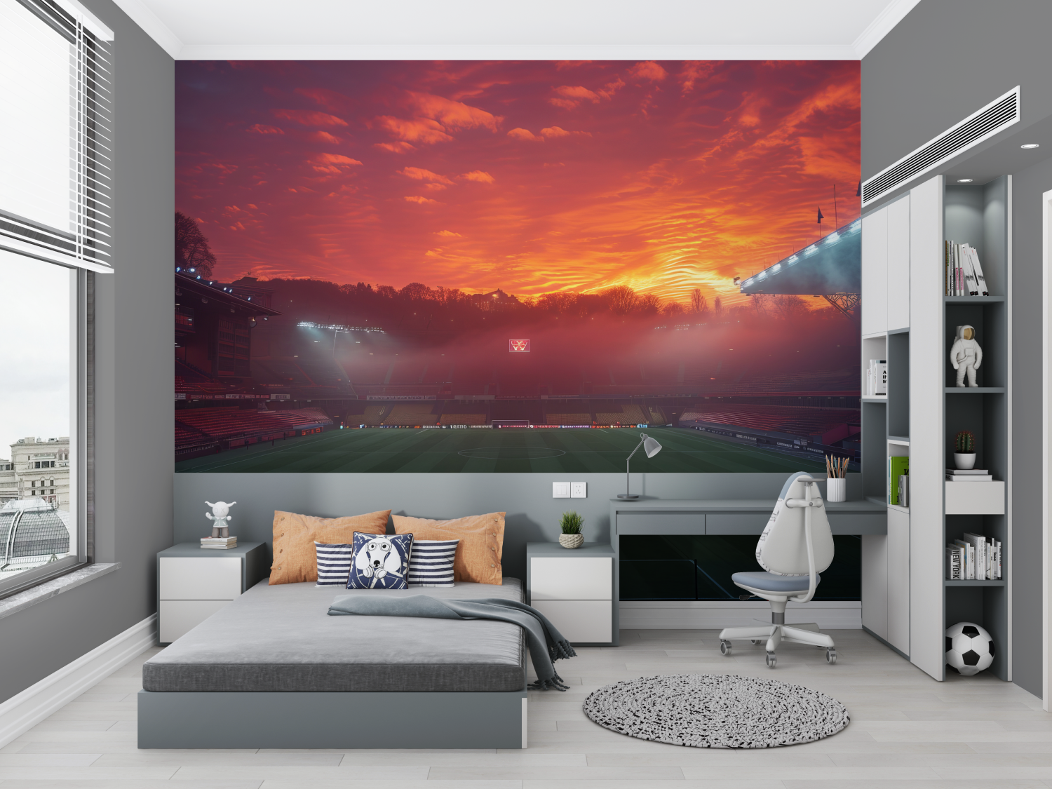 Sunset Soccer Stadium Wallpaper | Murals Wallpaper