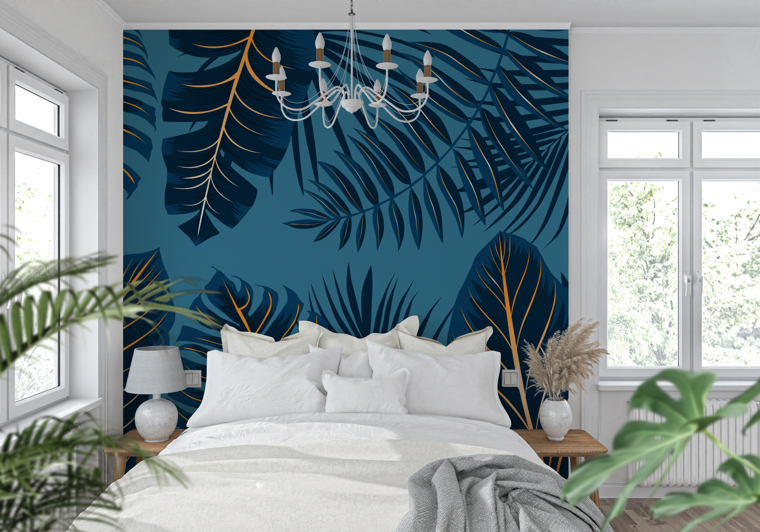 Teal Tropical Wallpaper | Murals Wallpaper