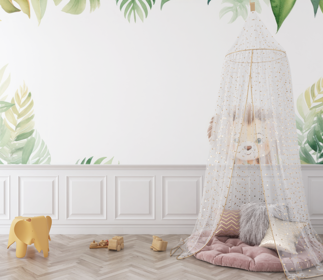 Lion and Tropical Foliage Wallpaper | Murals Wallpaper