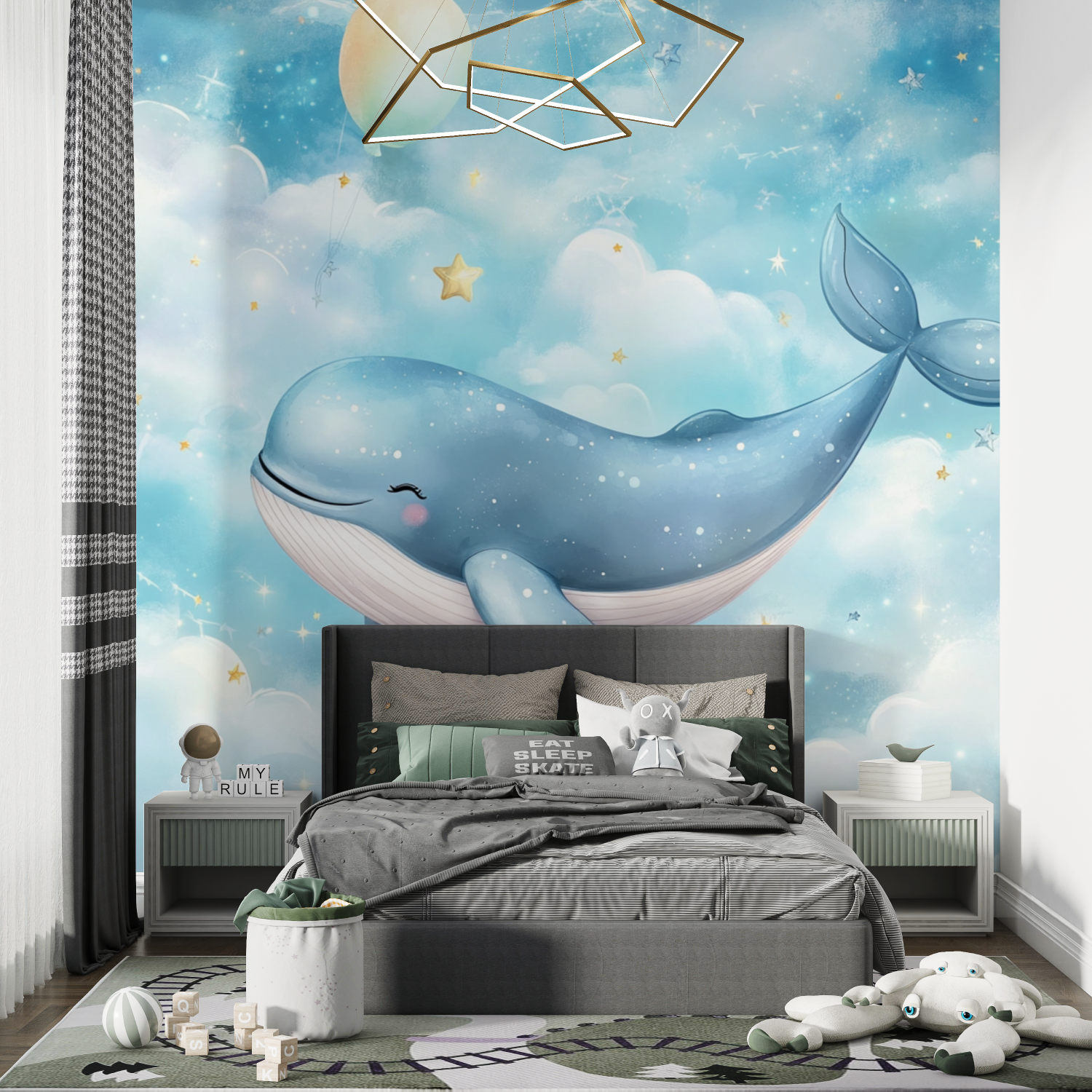 Whale-Themed Cloud Marine Wallpaper | Murals Wallpaper