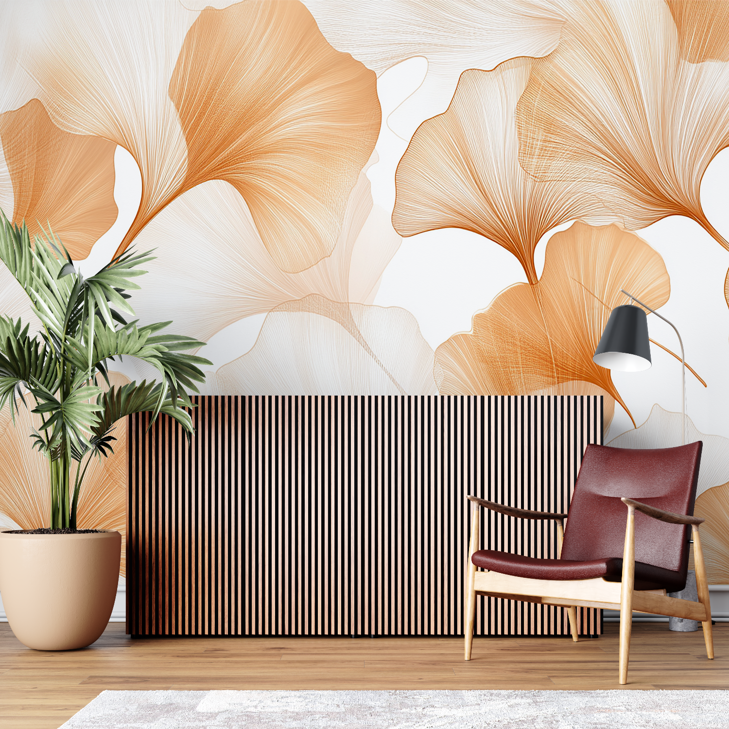 Orange-weiße Tapete | Wandtapete