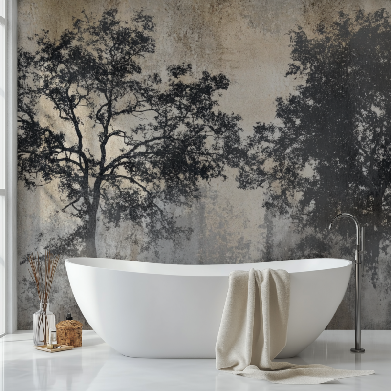 Tree Wallpaper on Concrete | Murals Wallpaper