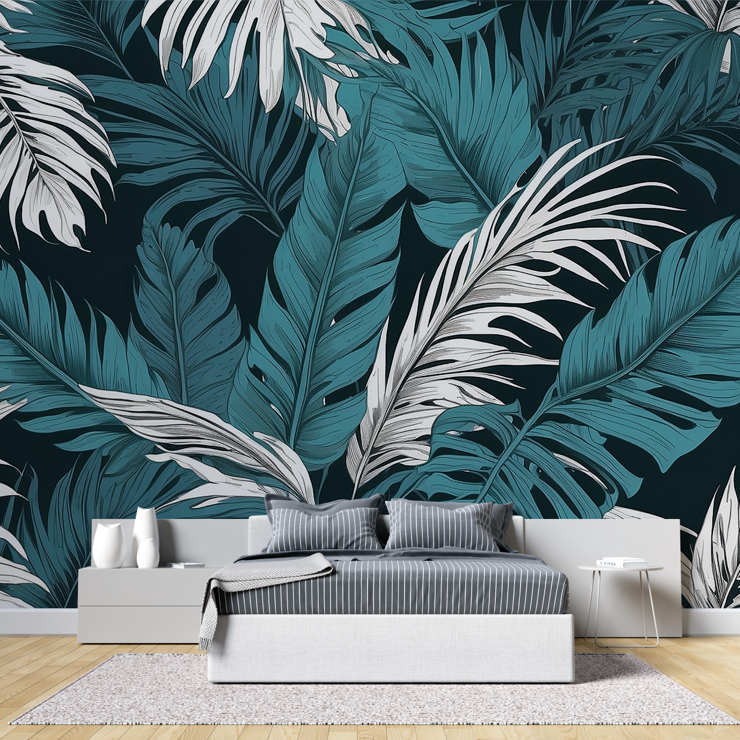 Türkis-graue Tapete | Wandtapete