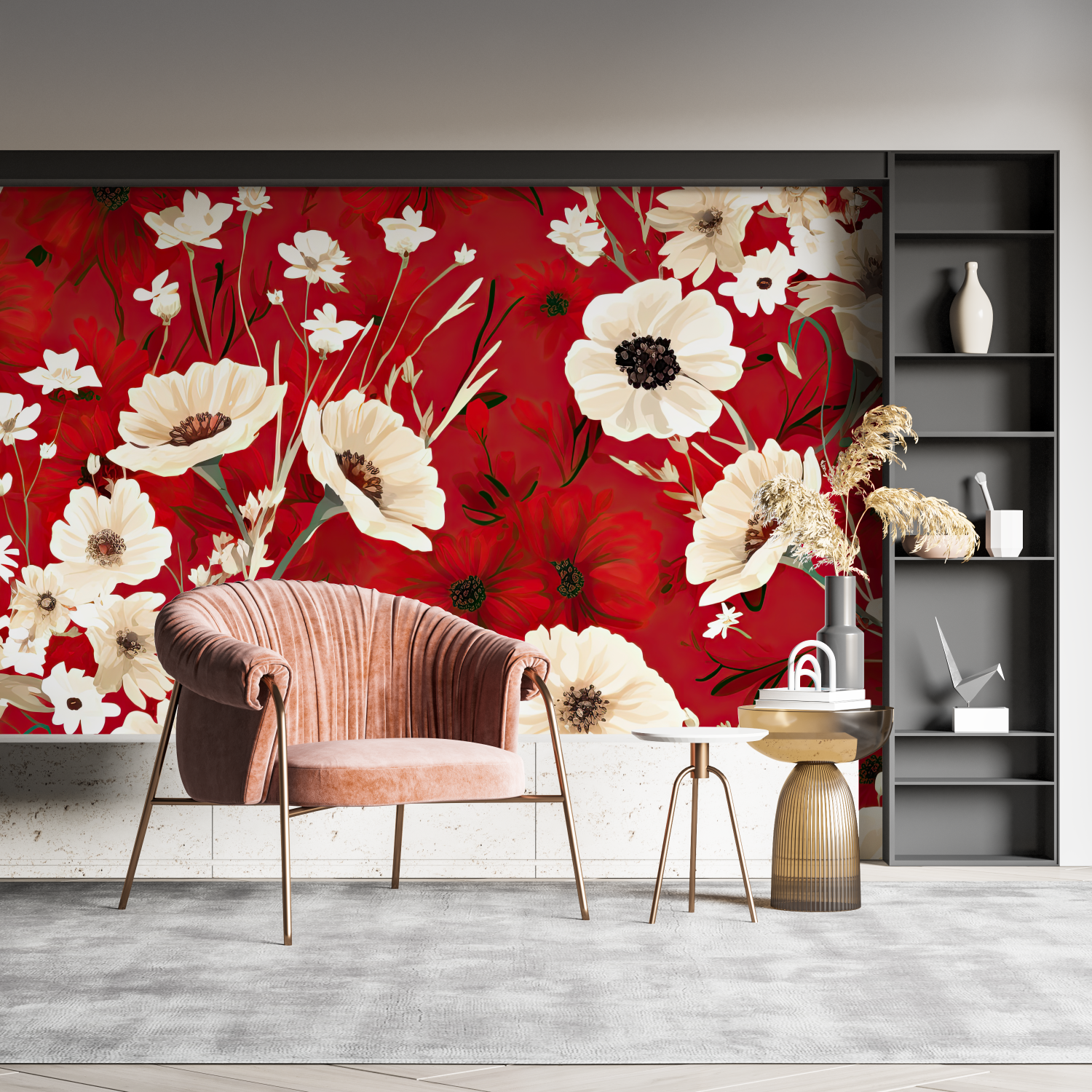 Red Floral Wallpaper | Murals Wallpaper