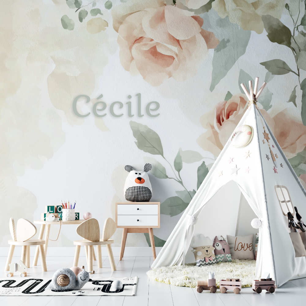 Papel de parede de Watercolor Flowers Name | Murals Wallpaper