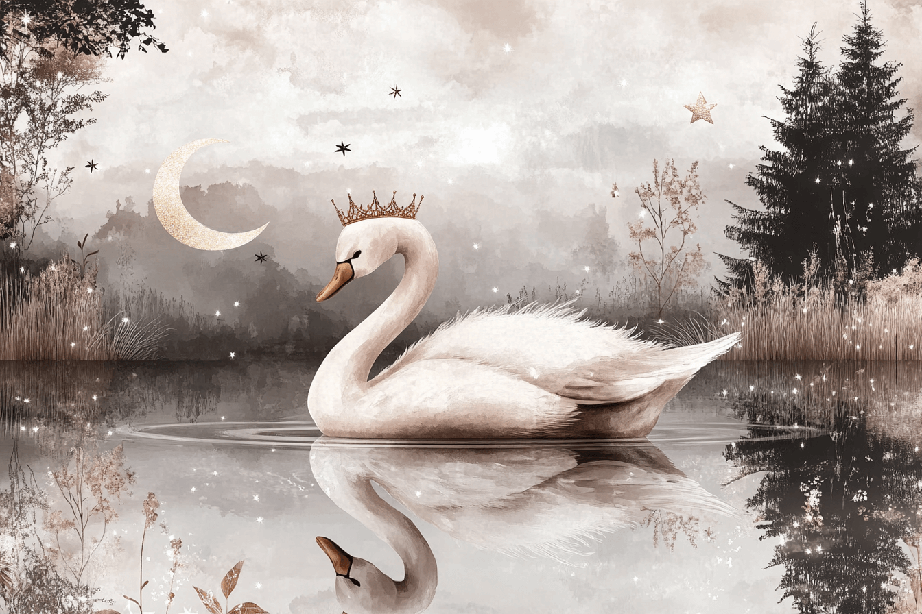 Princess Swan Pink Gray Wallpaper | Murals Wallpaper