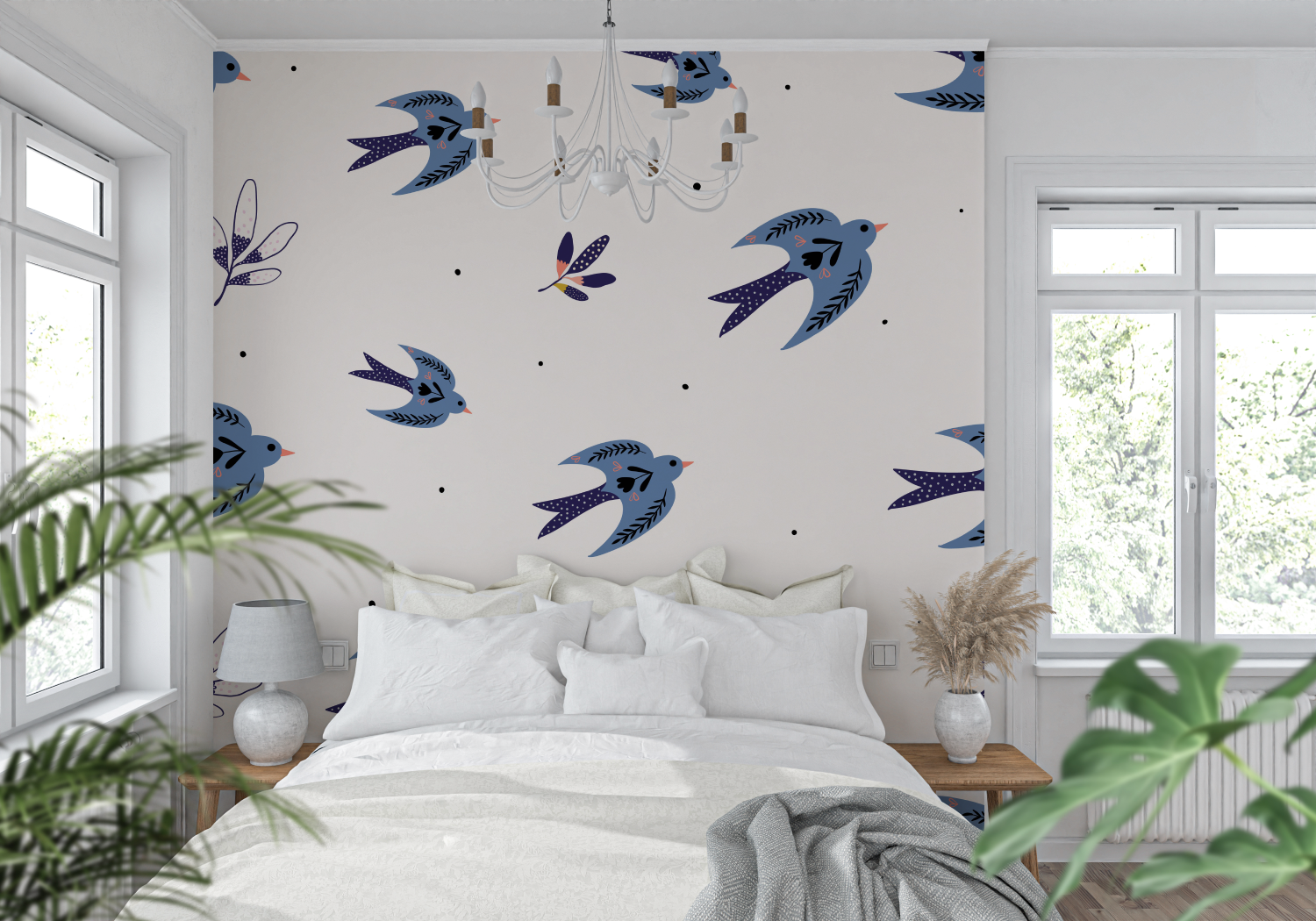 Blaue Vogel-Tapete | Murals Wallpaper
