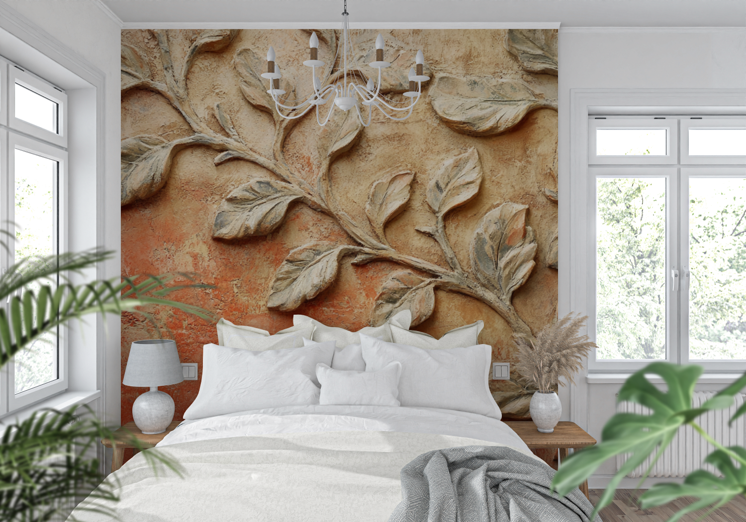 Terracotta Wallpaper with Organic Curves | Murals Wallpaper