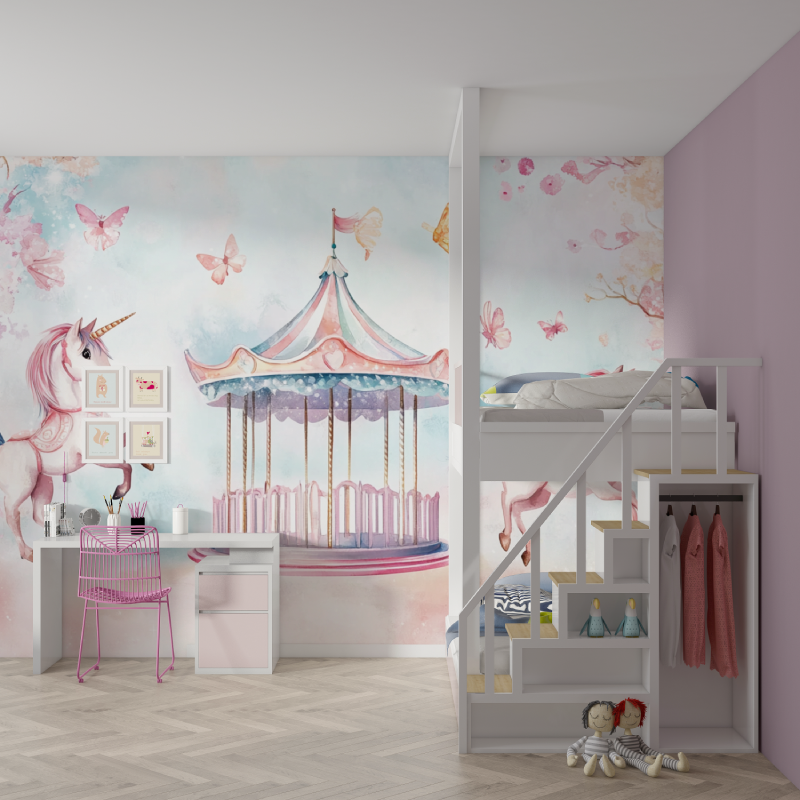 Unicorn Wallpaper 4 Walls Carousel Party | Murals Wallpaper