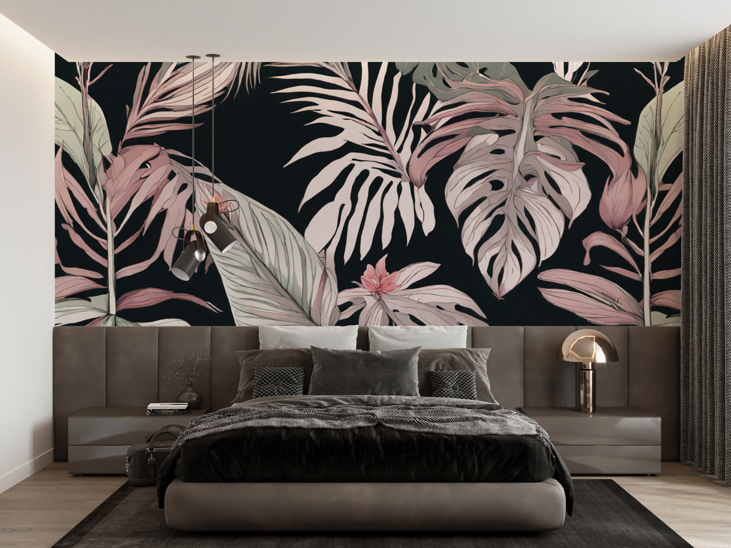 Rosa-grüne Tapete | Wandtapete