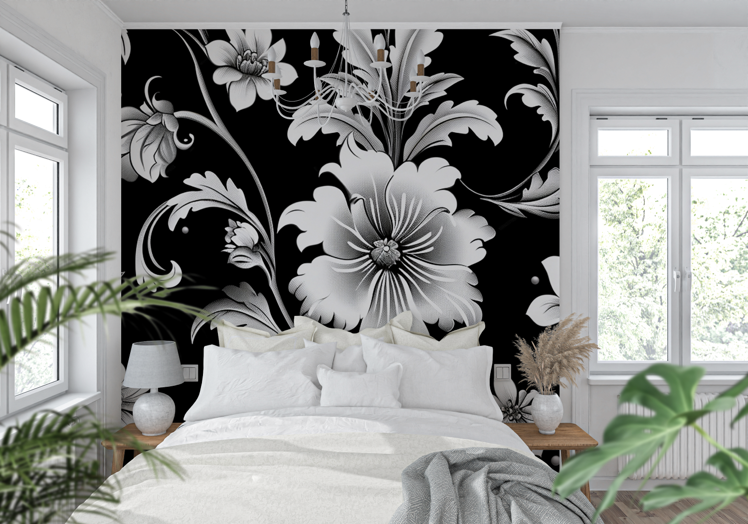 Black Flower Wallpaper | Murals Wallpaper