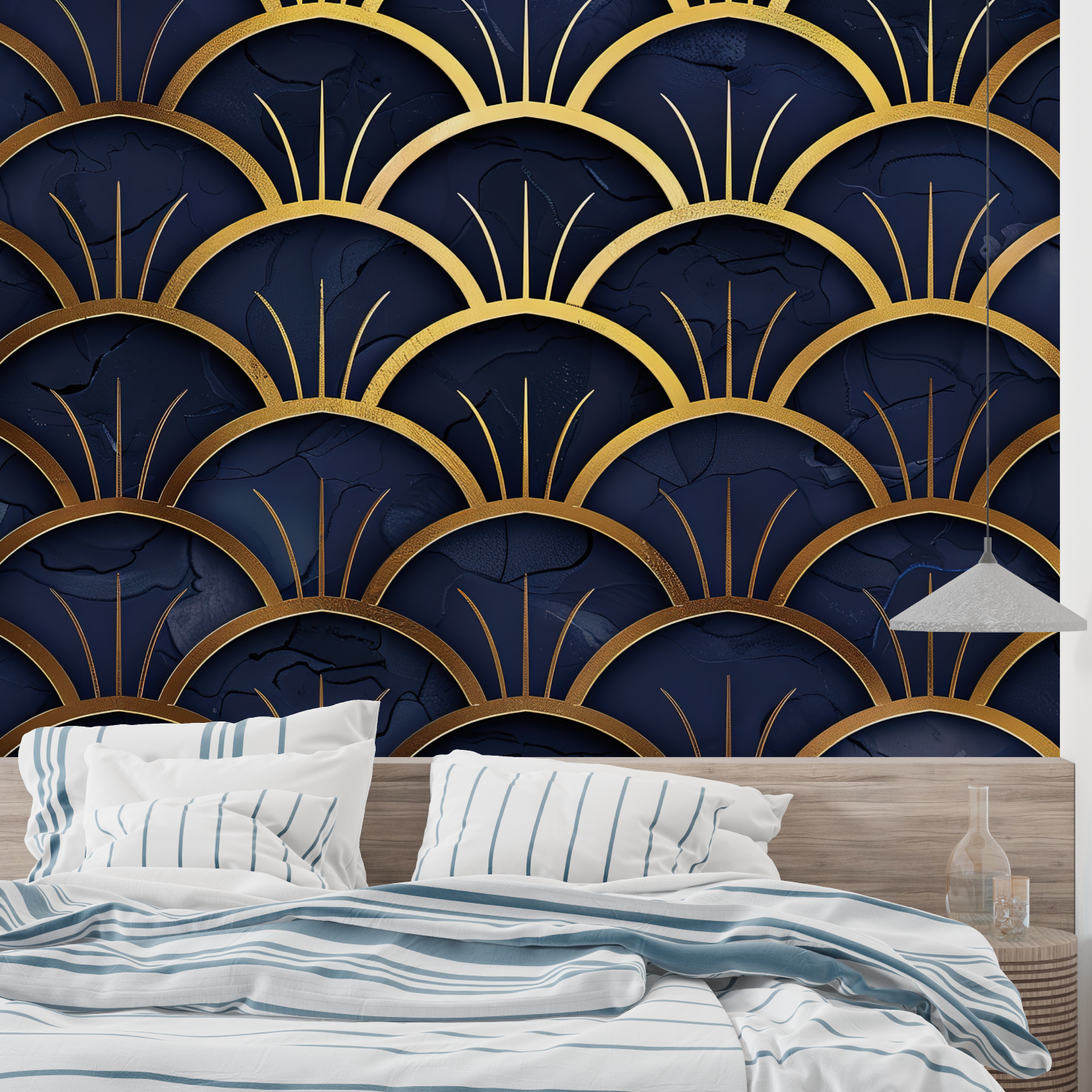 Blue and Gold Art Wallpaper | Murals Wallpaper