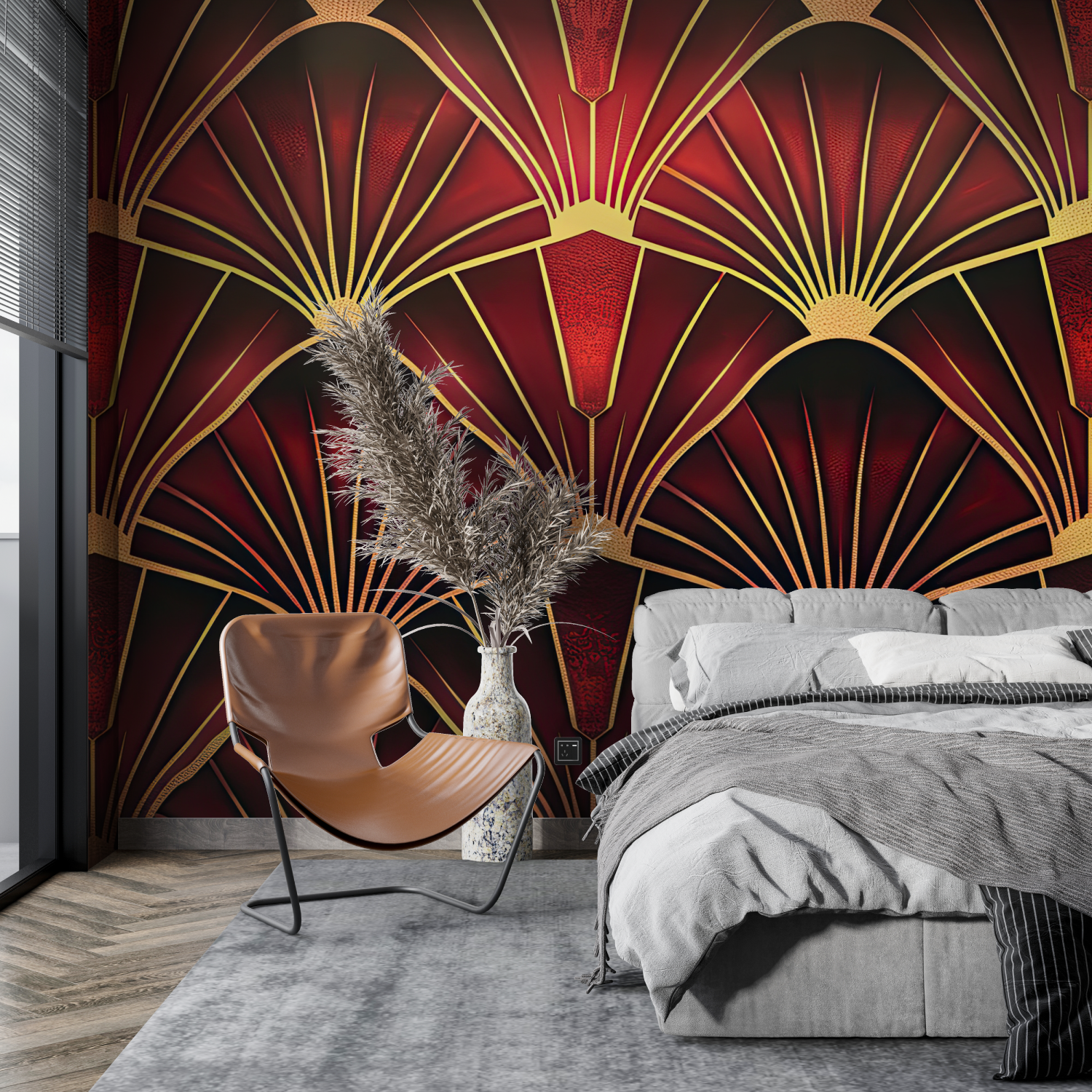 Red Art Deco Wallpaper | Murals Wallpaper