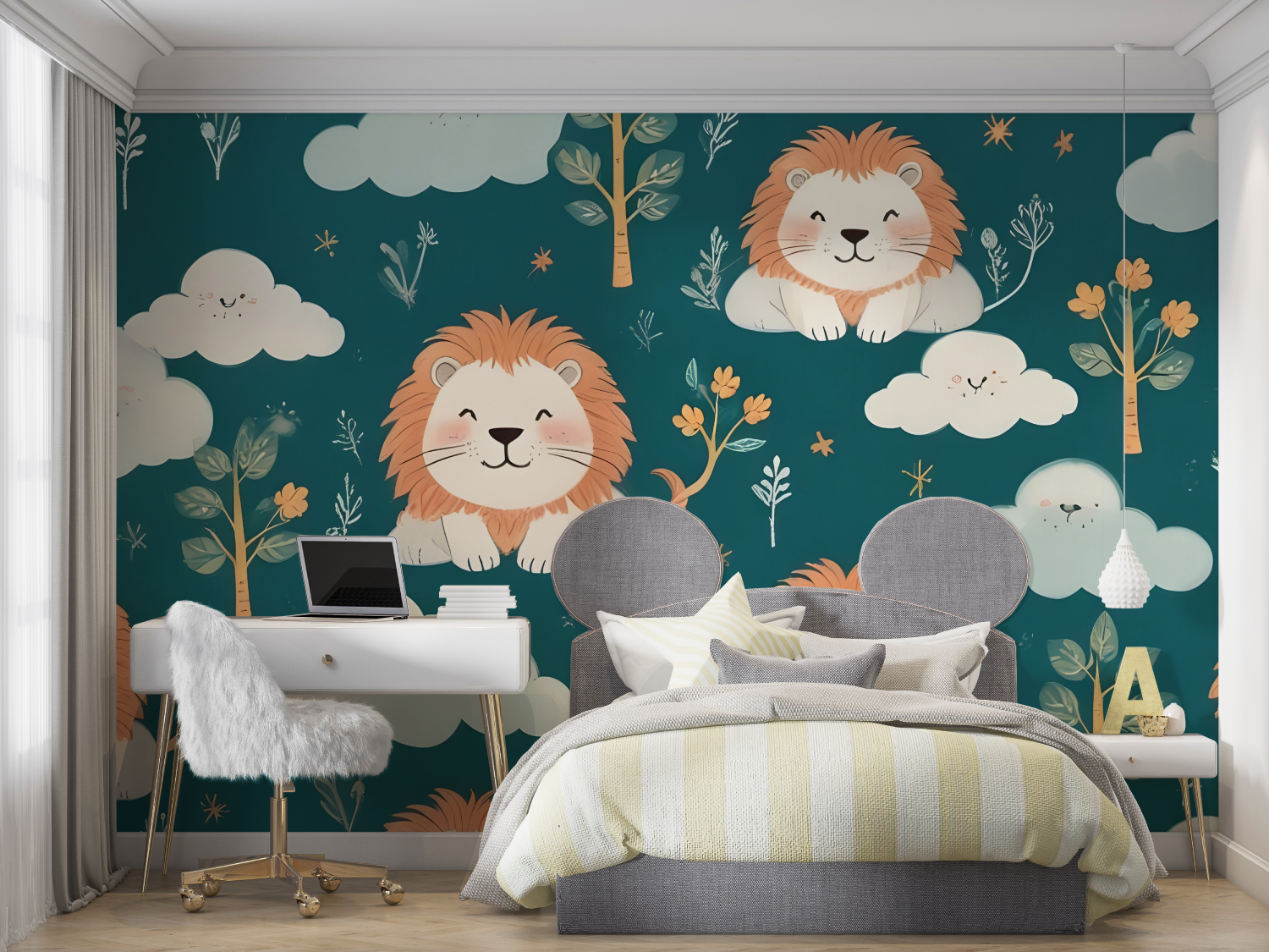 Lion Pattern Kids Wallpaper | Murals Wallpaper